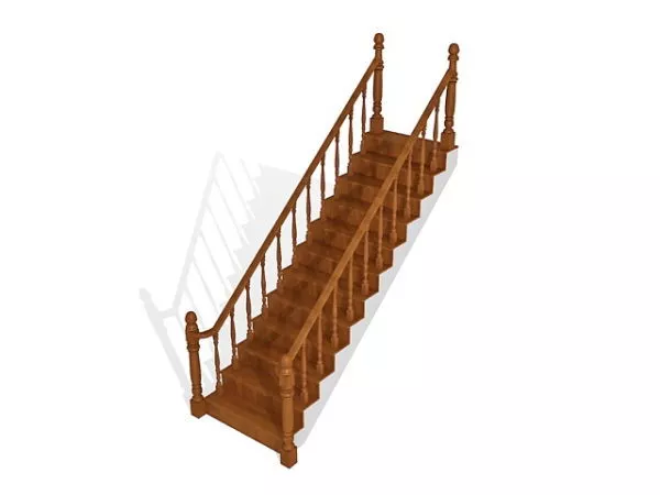 Wooden Straight Staircase Free D Model Max Vray Open Dmodel