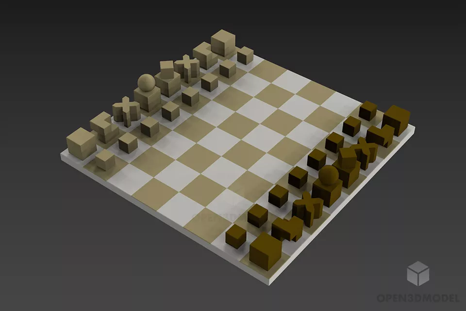 Jeu d échecs Bauhaus Modèle 3D gratuit 3ds Gsm Open3dModel