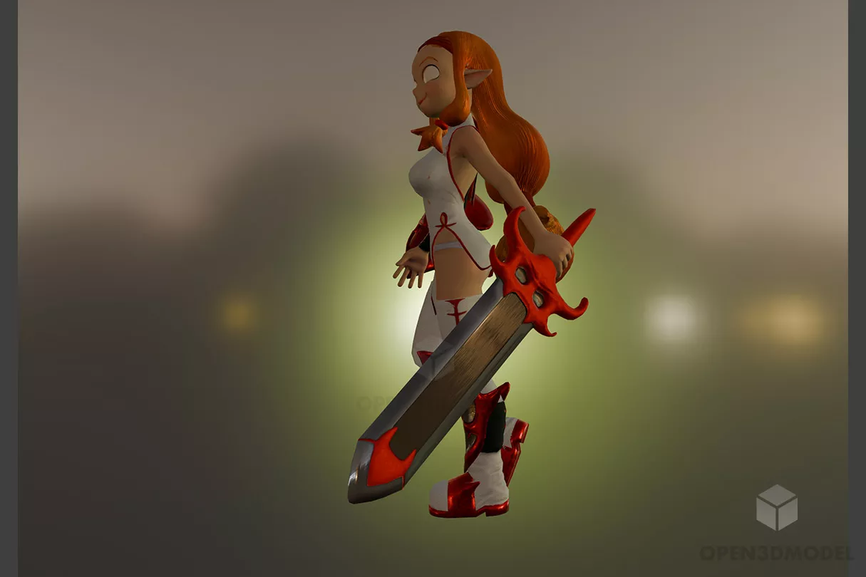 Modèle 3D gratuit de personnage de dessin animé féminin Fanart Blend