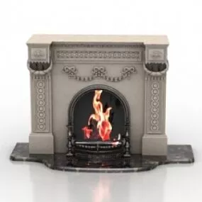 Vintage Fireplace 3d model