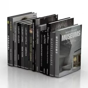 Open Books On Wood Stand 3d model