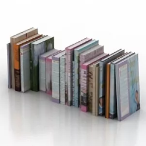 Various Size Of Book Stack With Labels 3d model