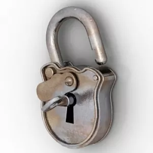 Rustic Padlock And Key 3d model
