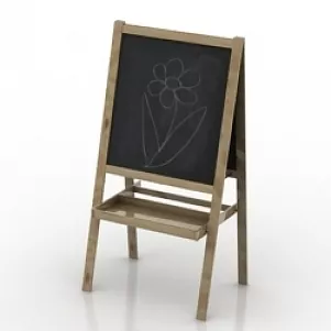 Wooden Easel Ikea With Blackboard 3d model