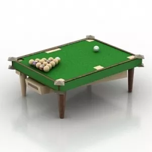 Billiard Table With Equipment 3d model