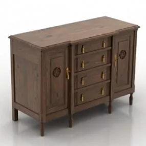 Vintage Wodden Locker 3d model