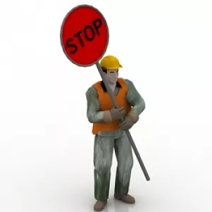 Worker With Stop Board 3d model Worker With Stop Board 3d model