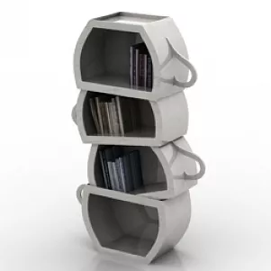 Shelves With Various Decorative, Vase, Book, Potted Plant 3d model