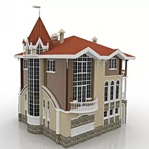 Cottage House Triangle Shape 3d model