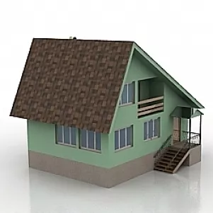 Cottage House Triangle Shape 3d model
