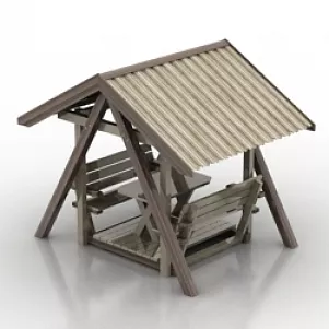 Pavilion Building With Table 3d model