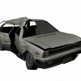 82 Hatchback Wrecked Car 3d model