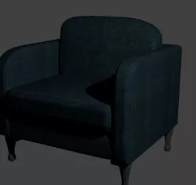 Old Black Leather Chair 3d model
