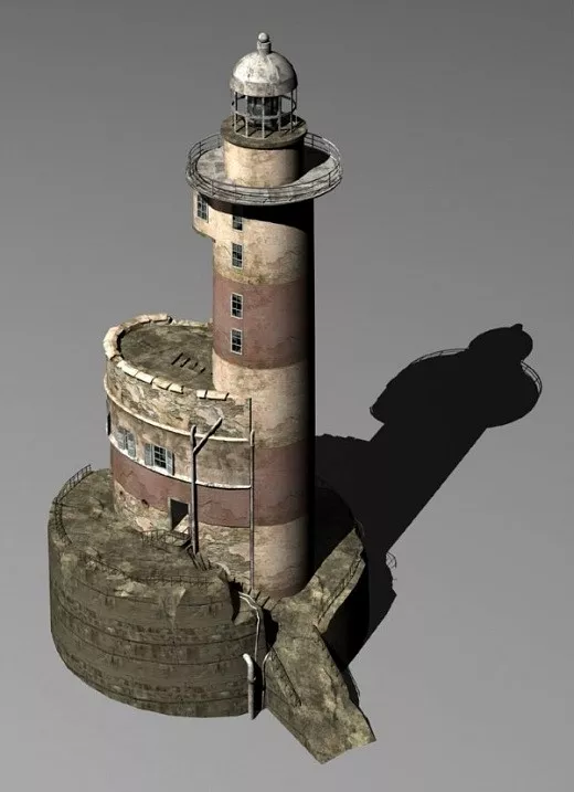 Ancient Rock Lighthouse Building 3d model