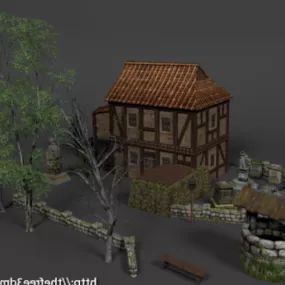 Medieval Ultimate House With Backyard 3d model