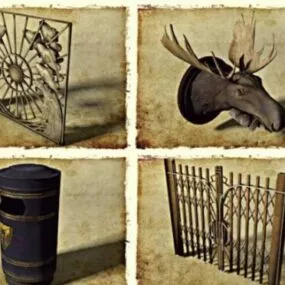 Vintage House Decoration Set 3d model