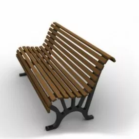 Wooden Park Bench 3d model