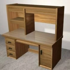 Wood Computer Table 3d model