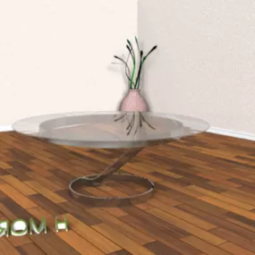Curved Round Glass Table 3d model