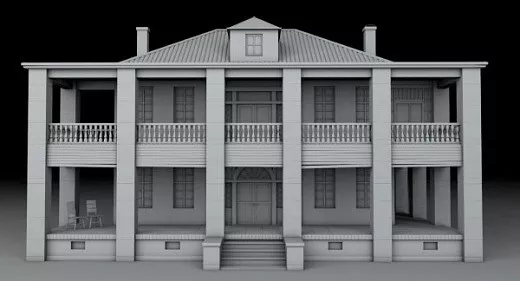 European Villa Building House Concept 3d model