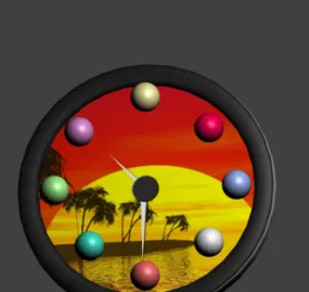 Colorful Wall Clock 3d model