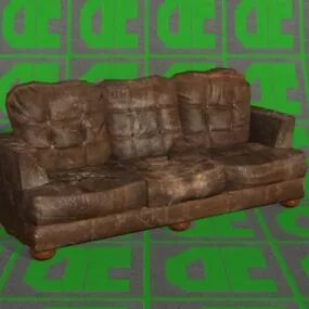 Gaming Vintage Leather Sofa 3d model