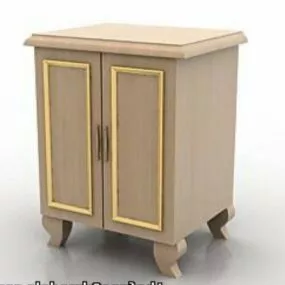 Wood Bedside Table Furniture 3d model