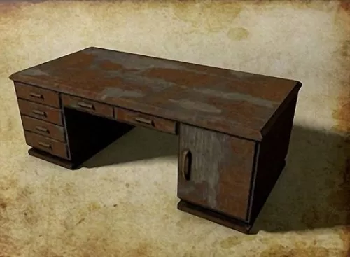 Old Wooden Desk Furniture 3d model Old Wooden Desk Furniture 3d model