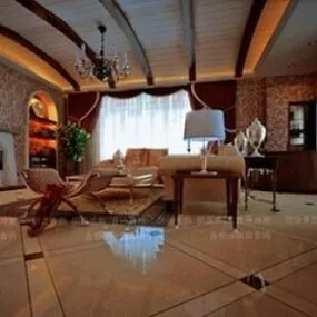 Victorian Living Room Interior 3d model