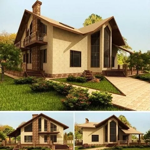 Large Mansion With Garden 3d model