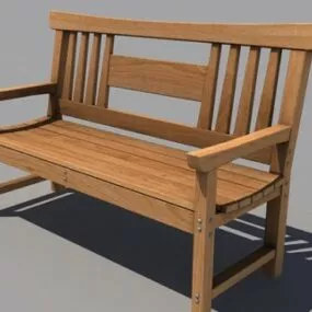 Road Wooden Bench 3d model