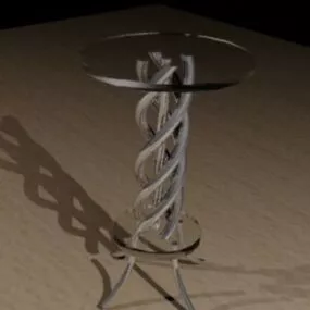 Glass Round Metal Table 3d model