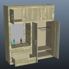 Hotel Wooden Wardrobe 3d model