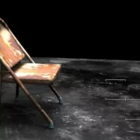 Old Wooden Leather Chair 3d model