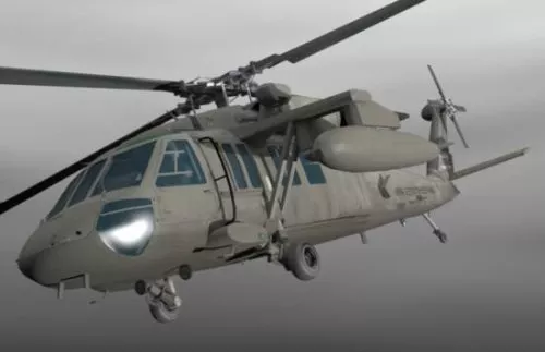 Crashed Black Hawk Helicopter 3d model