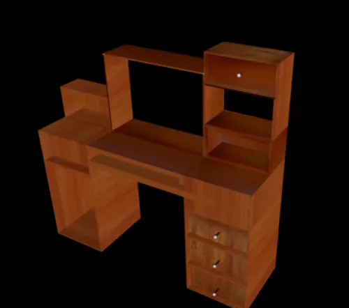 Home Pc Wooden Desk 3d model Home Pc Wooden Desk 3d model