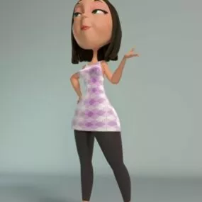 Cute Cartoon Female Character 3d model