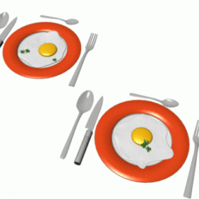 Fried Eggs Food Sets 3d model
