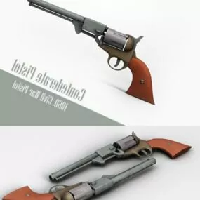 Confederate Pistol Gun 3d model