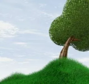 Cartoon Hill Tree 3d model