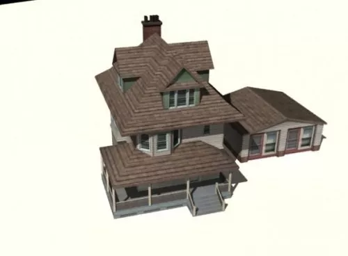 Mansion Villa Brick Wall 3d model