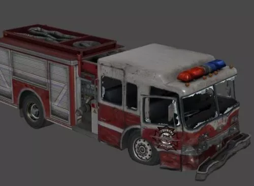 Firetruck Wrecked 3d model Firetruck Wrecked 3d model