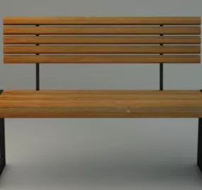 Wood Park Bench 3d model