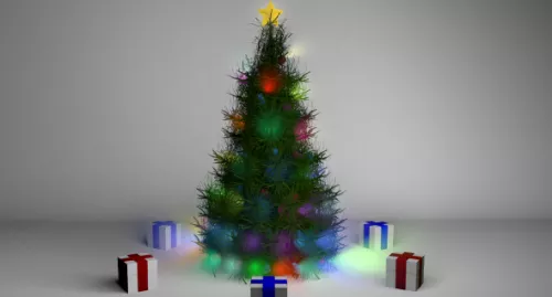 Xmas Tree With Sphere Balls Decoration 3d model