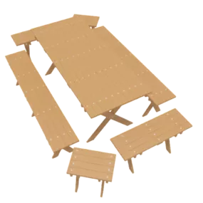 Wooden Outdoor Furniture Set 3d model
