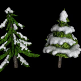 Snowy Pine Trees 3d model