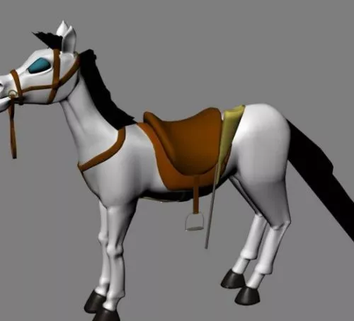 Lowpoly White Horse Animal 3d model