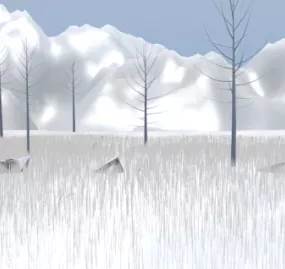 Snowy Mountain Scene 3d model