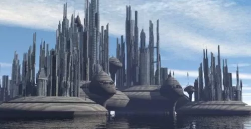Alien Tower With Landscape 3d model