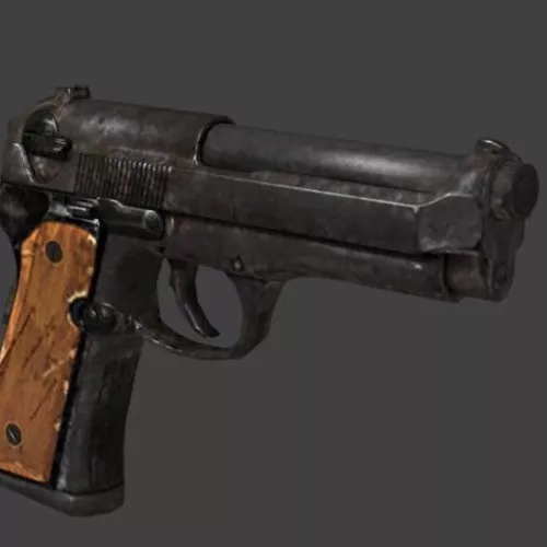 Old Beretta 92 Pistol 3d model